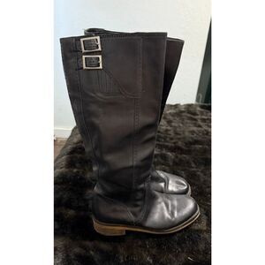 Lucky brand motorcycle leather riding boots black sz 10.5 equestrian
